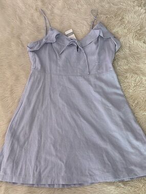 Lush light blue Ruffle Tie-Front Mini Dress